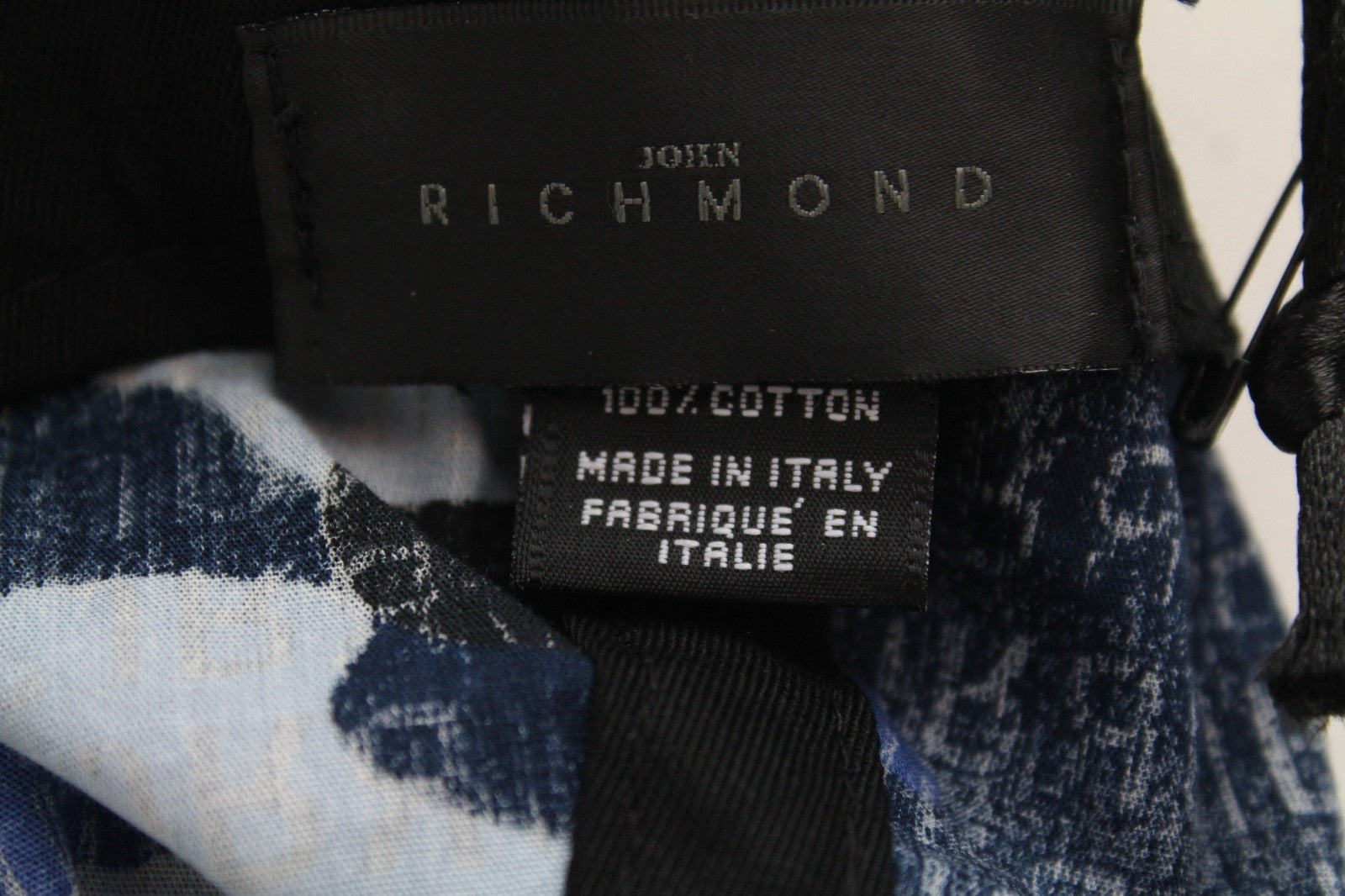 JOHN RICHMOND Men Cap S Blue Military Patterned Logo Pure Cotton