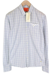 SCOTCH & SODA Ams Couture Men Shirt M Slim Collared Cotton Blue Checked