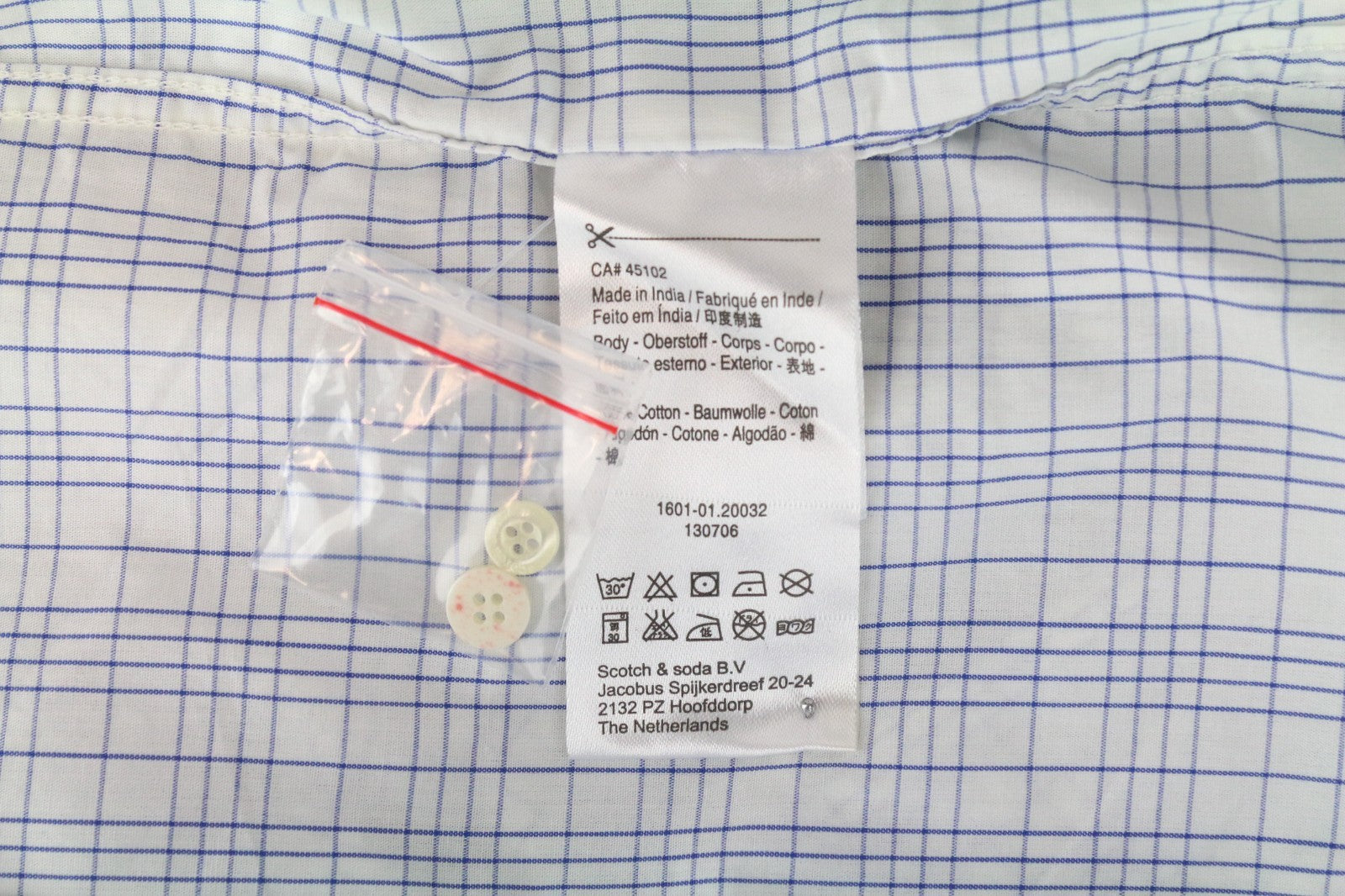 SCOTCH & SODA Ams Couture Men Shirt M Slim Collared Cotton Blue Checked