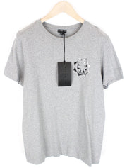 RICHMOND  Men T-Shirt L Grey Short Sleeved Logo Casual Pull On