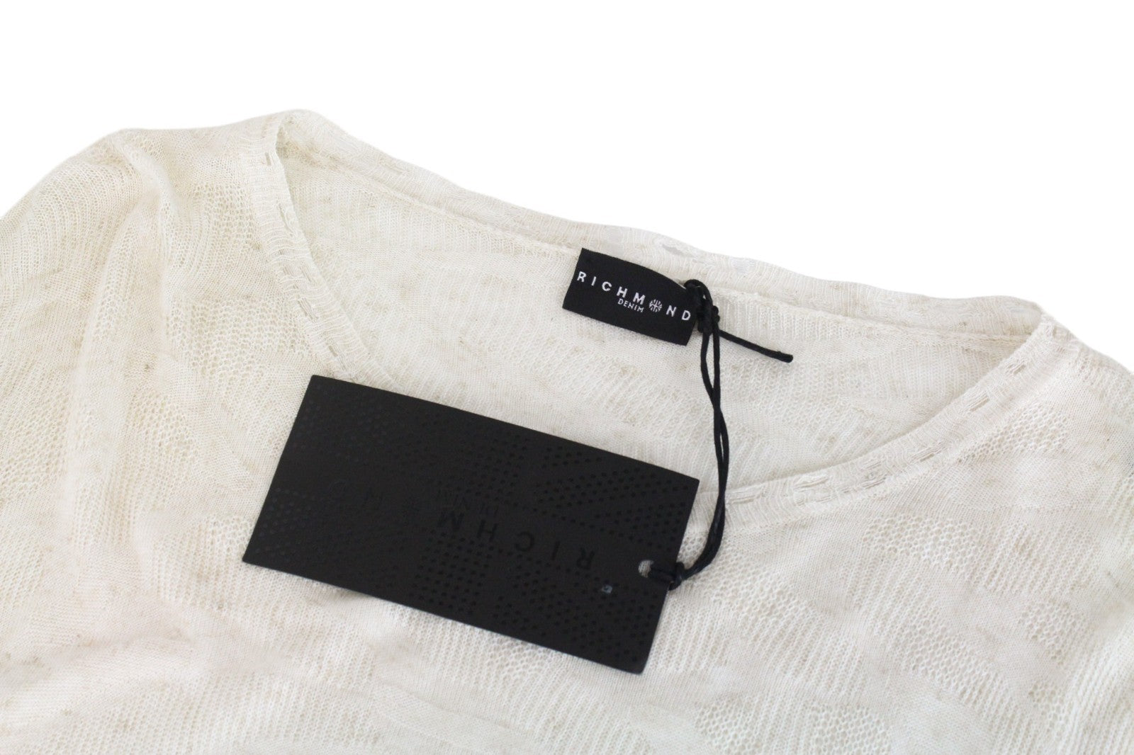 RICHMOND  Men Sweatshirt 50 Beige Linen Blend Lightweight Long Sleeved Pull On