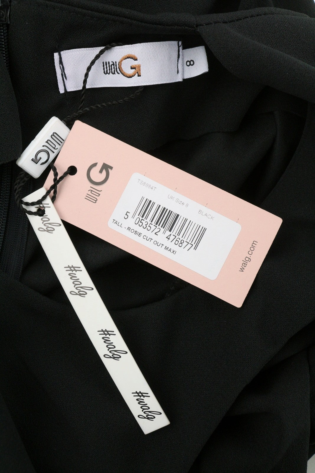 WALG LONDON Rosie Cut Out Maxi Women Dress XS TALL Black Jersey Sleeveless