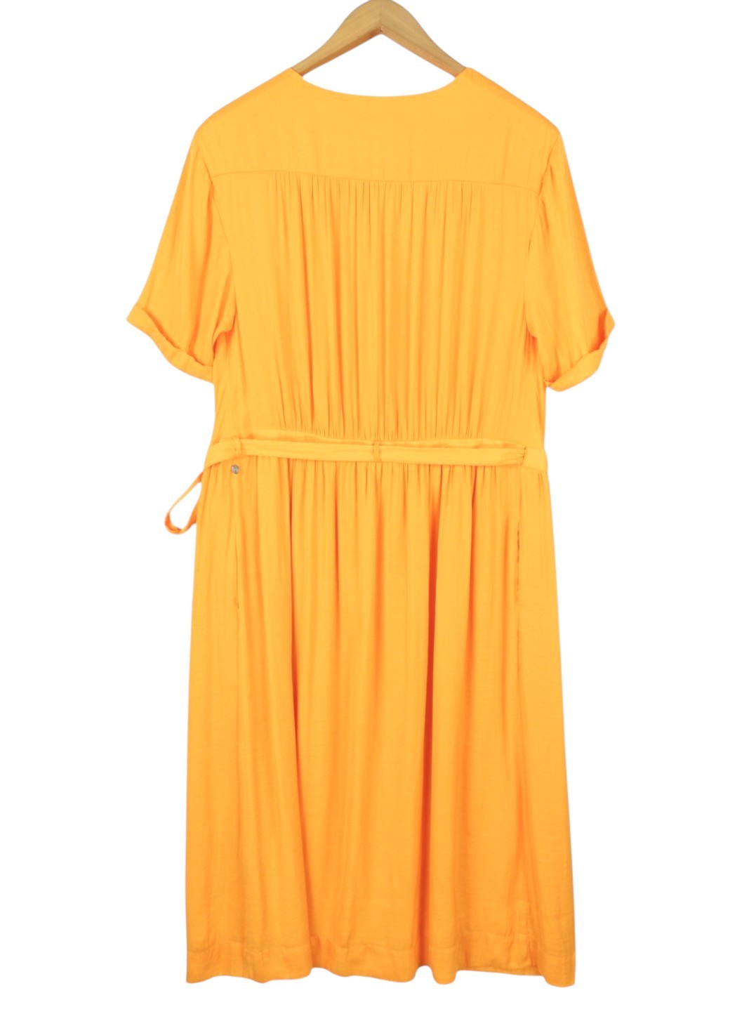 MAISON SCOTCH Women Dress S Yellow Wrap Belted Short Sleeve Mid Length
