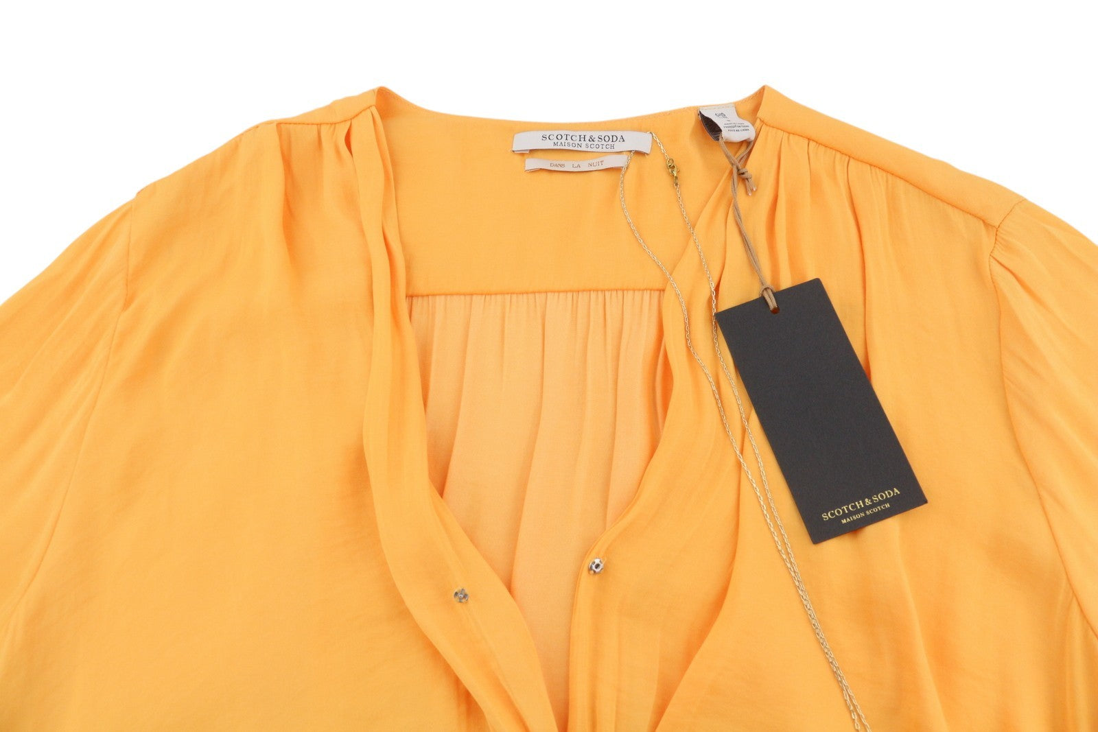 MAISON SCOTCH Women Dress S Yellow Wrap Belted Short Sleeve Mid Length