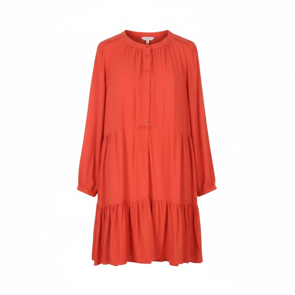 NOA NOA Soft Moss Solid Women Dress EU46 2XL Orange Half Button Knee-Length