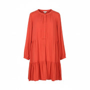 NOA NOA Soft Moss Solid Women Dress EU46 2XL Orange Half Button Knee-Length