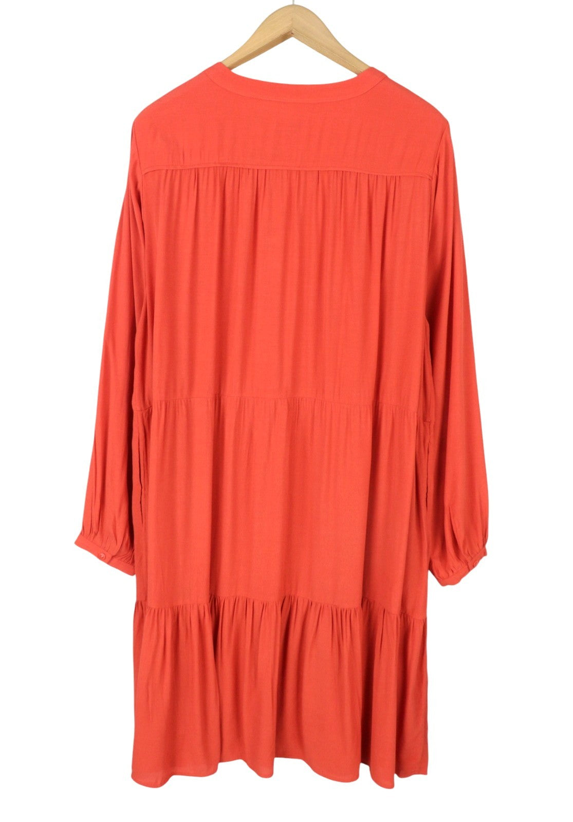 NOA NOA Soft Moss Solid Women Dress EU46 2XL Orange Half Button Knee-Length