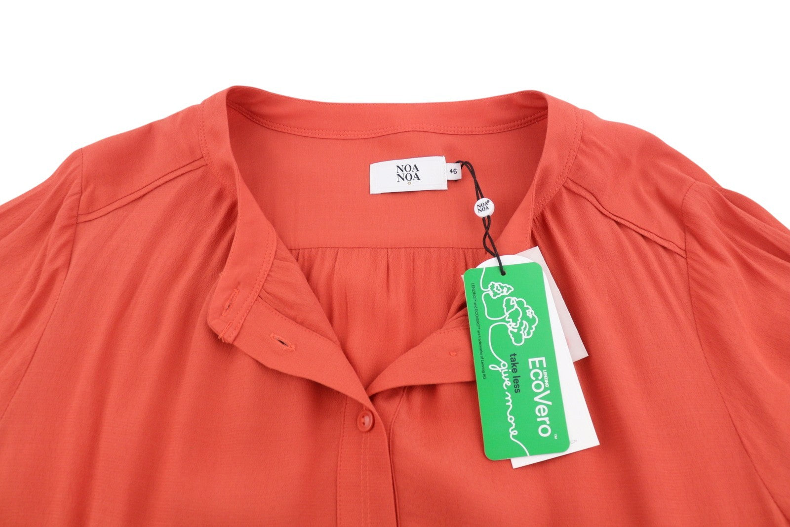 NOA NOA Soft Moss Solid Women Dress EU46 2XL Orange Half Button Knee-Length