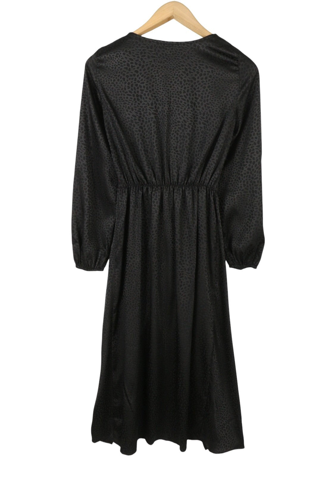 RIVER ISLAND Tia Women Dress EU32 2XS Black Textured Print Twist Split Midi