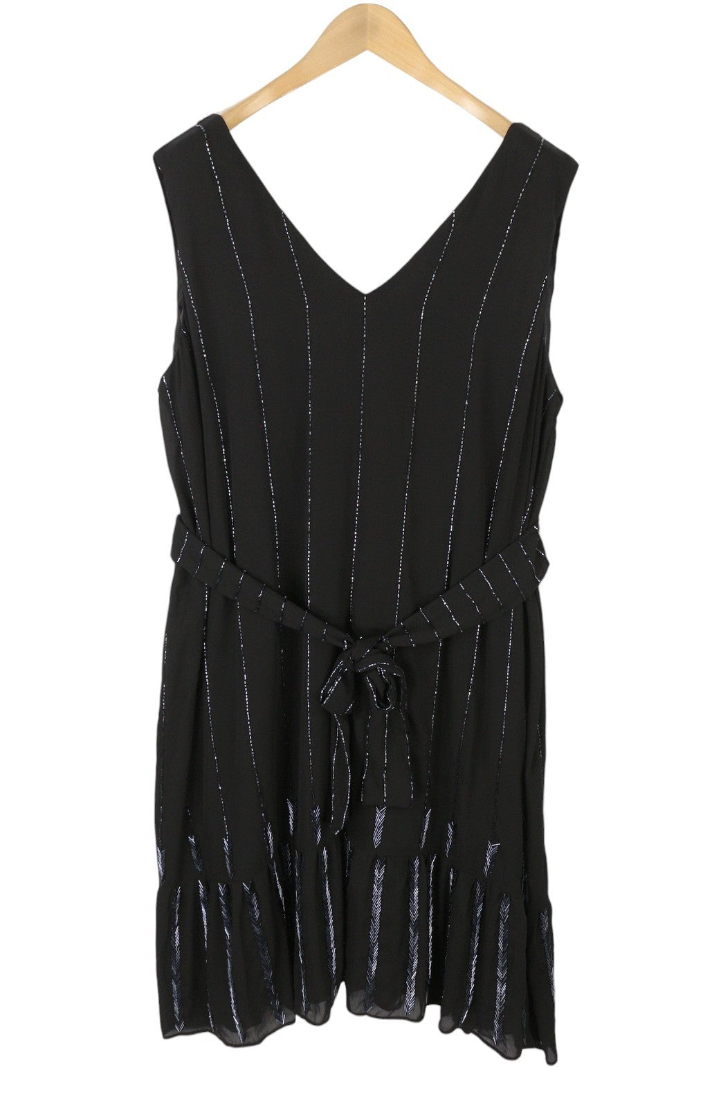 THE WARDROBE Lost Ink Women Dress EU50 Black Shiny Beads Belted Sleeveless Mini