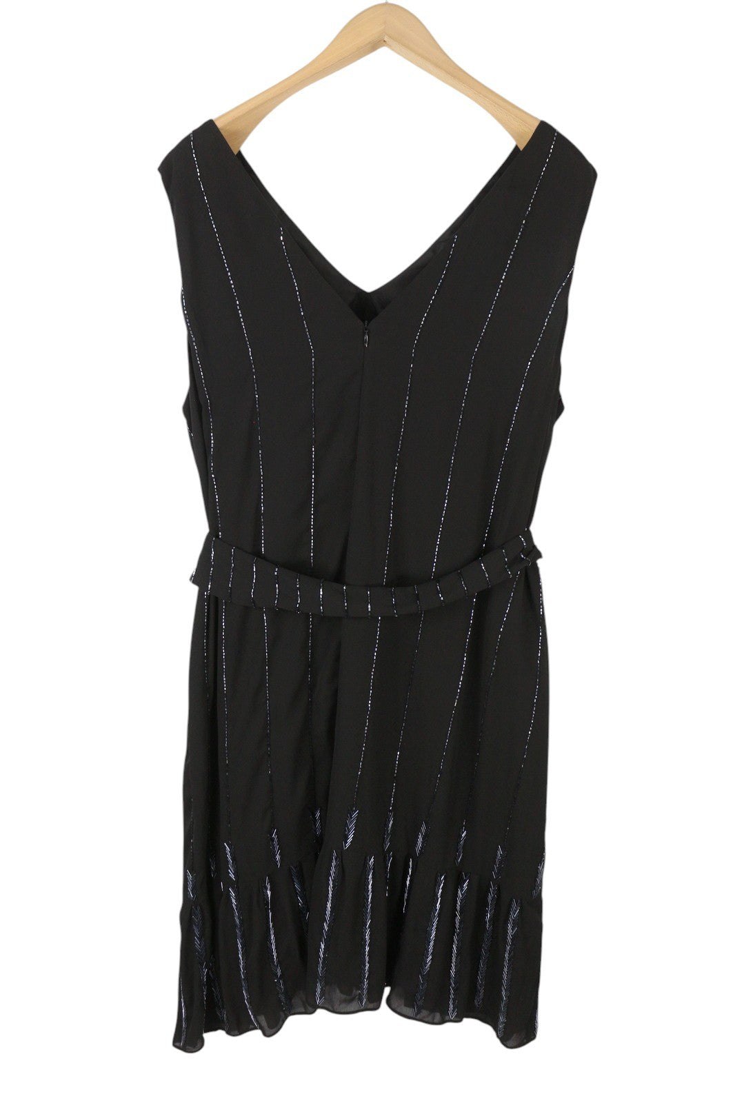 THE WARDROBE Lost Ink Women Dress EU50 Black Shiny Beads Belted Sleeveless Mini
