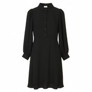 VILA Nalu L/S Women Dress EU36 S Black Half Button Long Sleeved Knee-Length