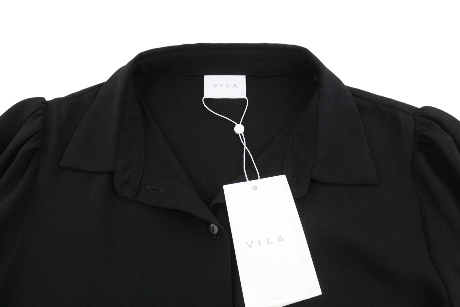 VILA Nalu L/S Women Dress EU36 S Black Half Button Long Sleeved Knee-Length