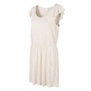 VILA Baria Flounce Women Dress XL Melange Linen Blend Round Neck Knee-Length