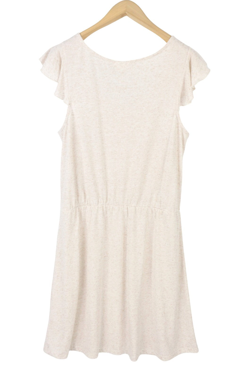 VILA Baria Flounce Women Dress XL Melange Linen Blend Round Neck Knee-Length