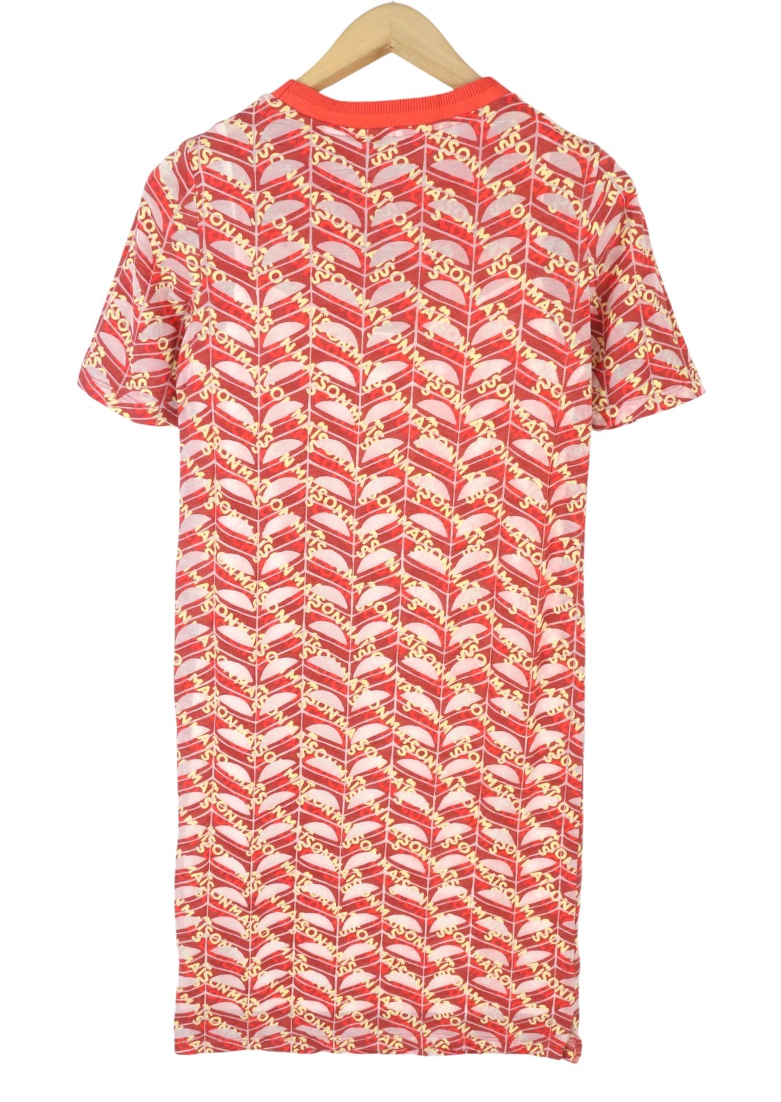 MAISON SCOTCH Women Dress XS Red Patterned Poolside Tricot Short Sleeve Mini