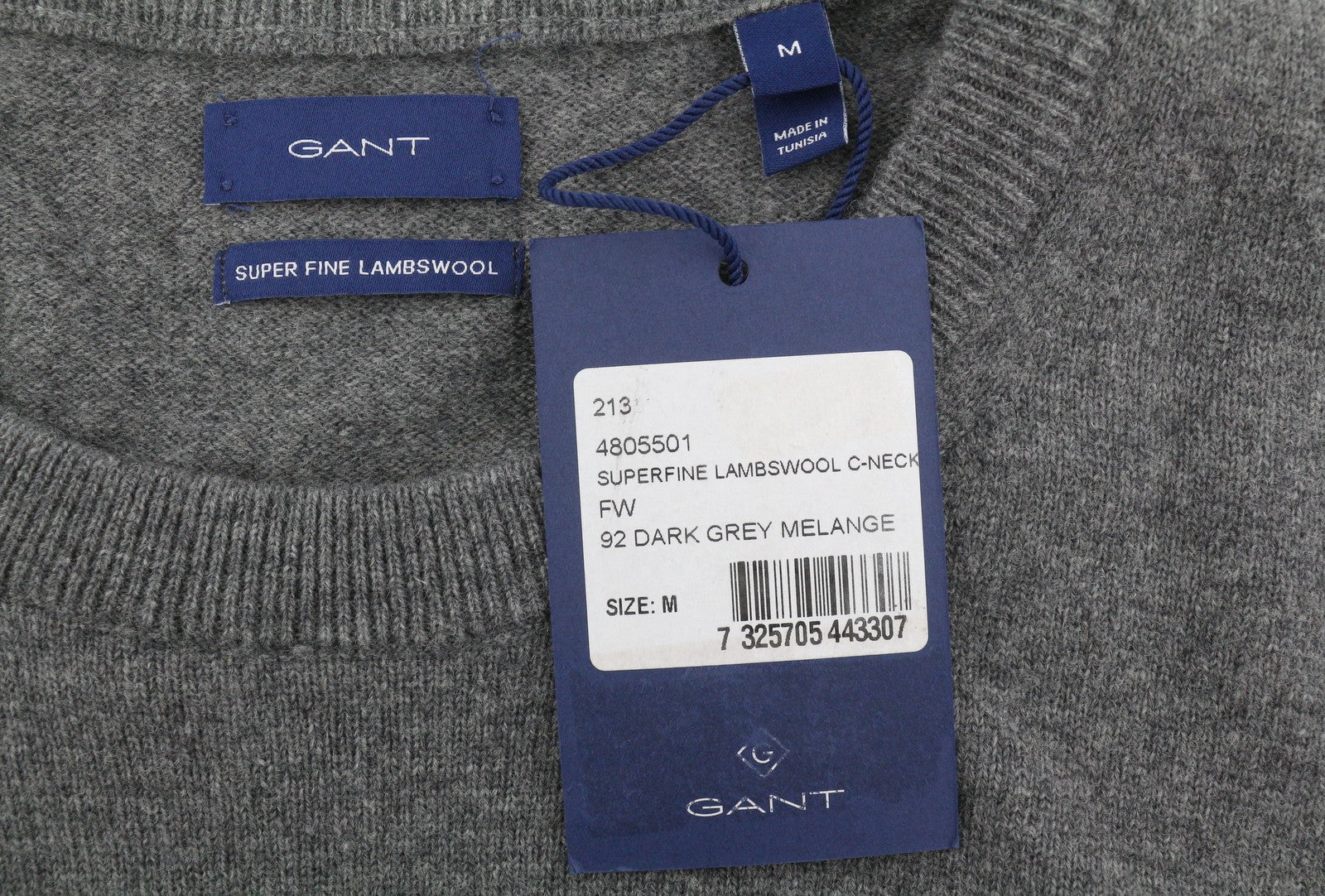 GANT Superfine Lambswool C-Neck Women Jumper M Dark Grey Melange Knit