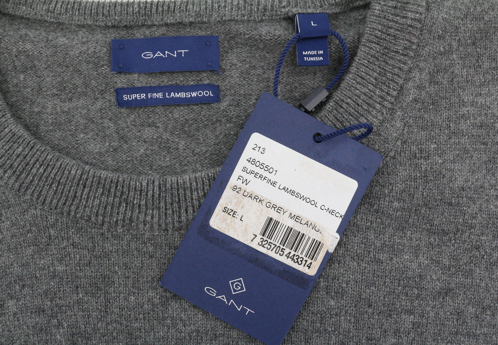 GANT Superfine Lambswool C-Neck Women Jumper L Dark Grey Melange Knitwear