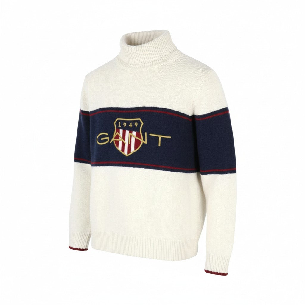 GANT Archive Shield Turtleneck Women Jumper XL Cream Wool Blend Knitwear