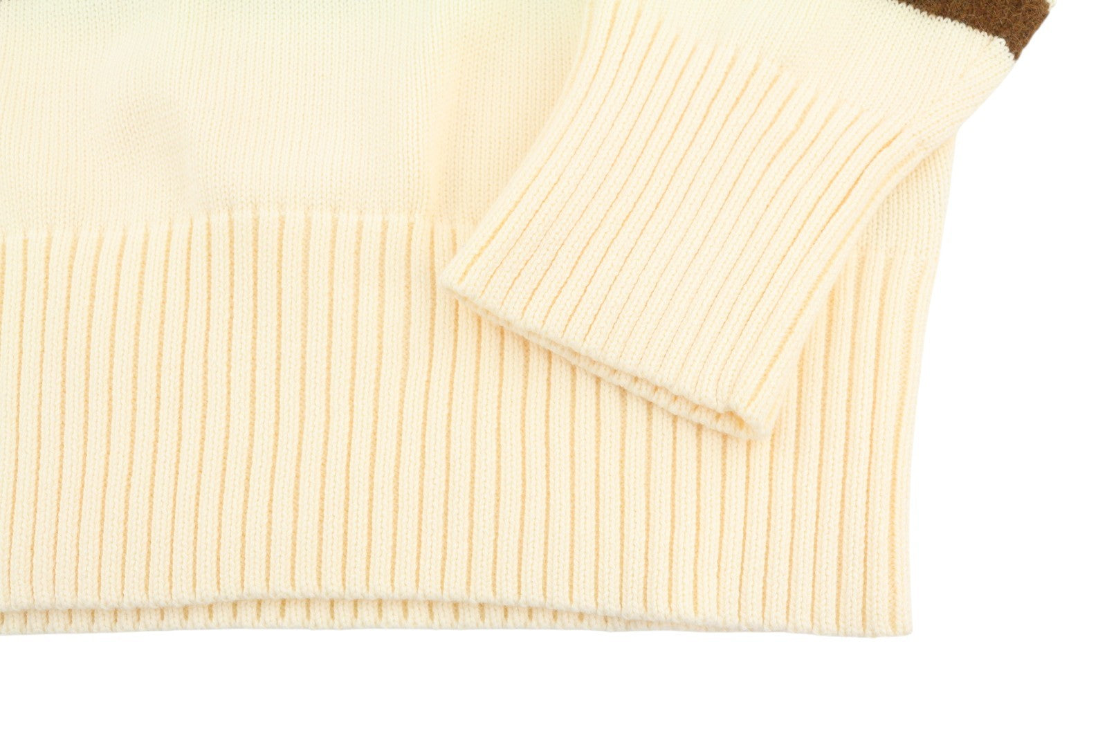 GANT Block Striped C-Neck Women Jumper L Cream Alpaca Blend Knit Sweater