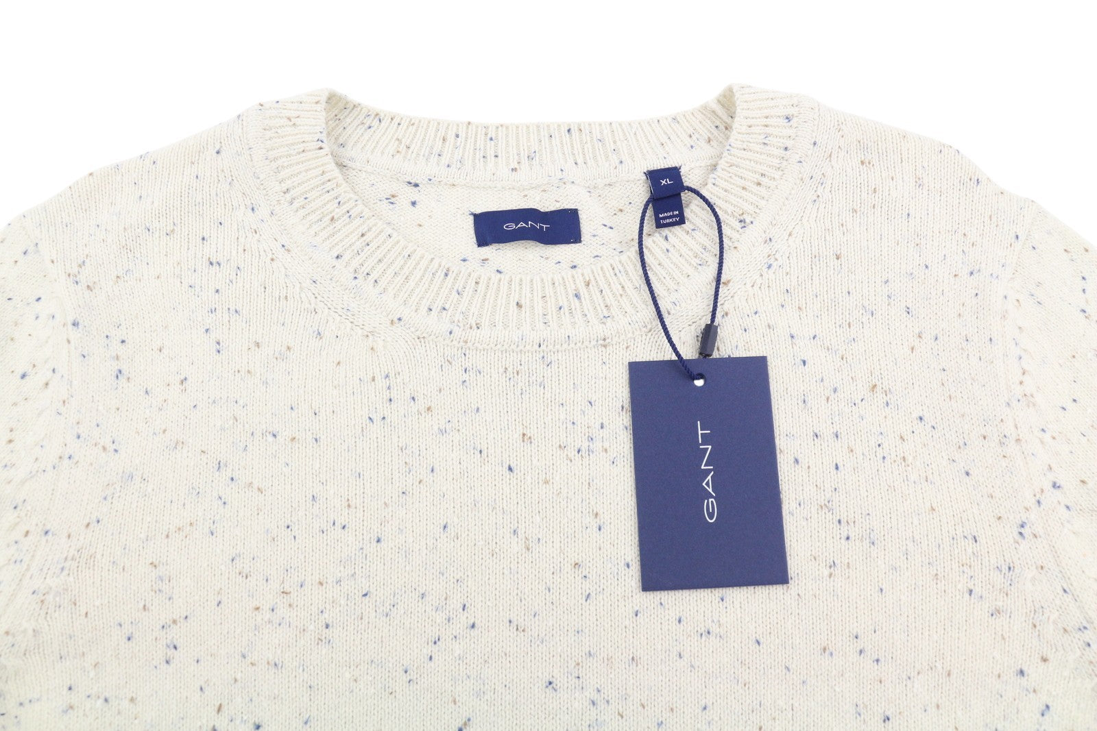 GANT Cotton Linen Neps Crew Women Jumper XL Cream Multi Knit Sweater