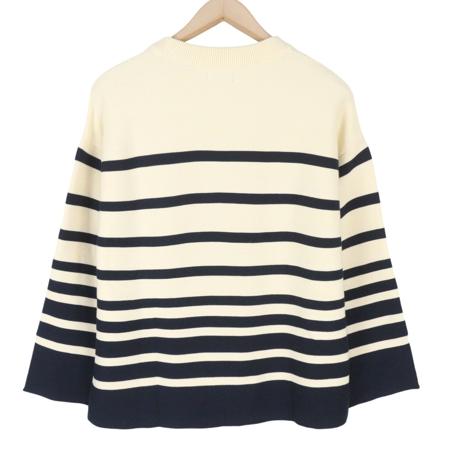 GANT Breton Stripe C-Neck Women Jumper XS Cream Stretch Knit Sweater