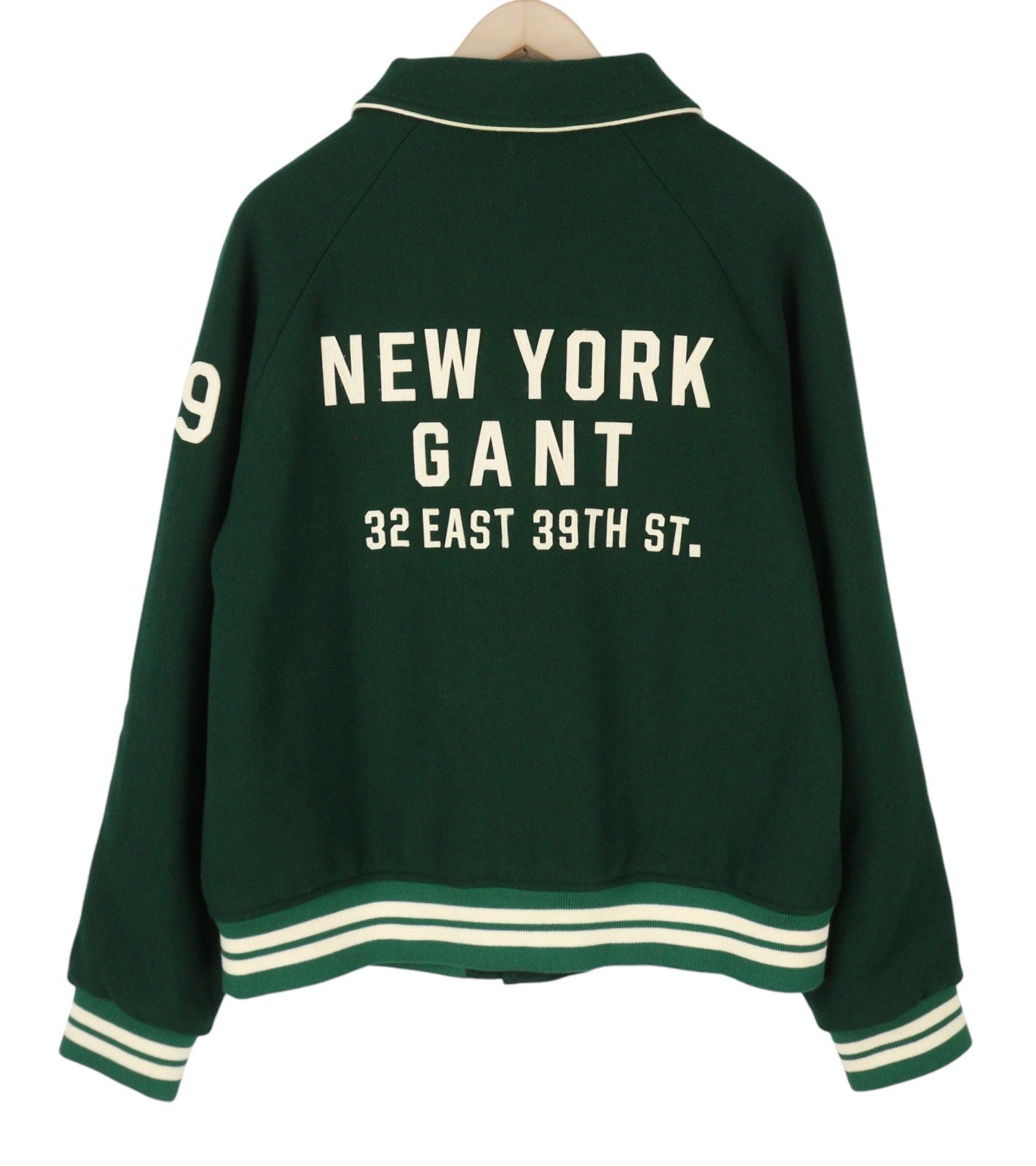 GANT Wool Varsity Men Jacket L Forest Green Snap Button Bomber RRP475
