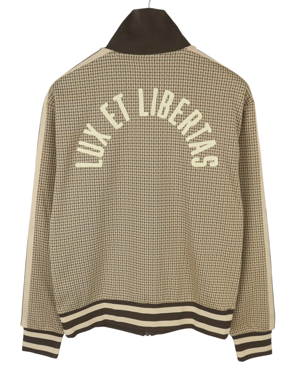 GANT Houndstooth Men Sweatshirt XL Chocolate Brown Zip High Neck RRP180