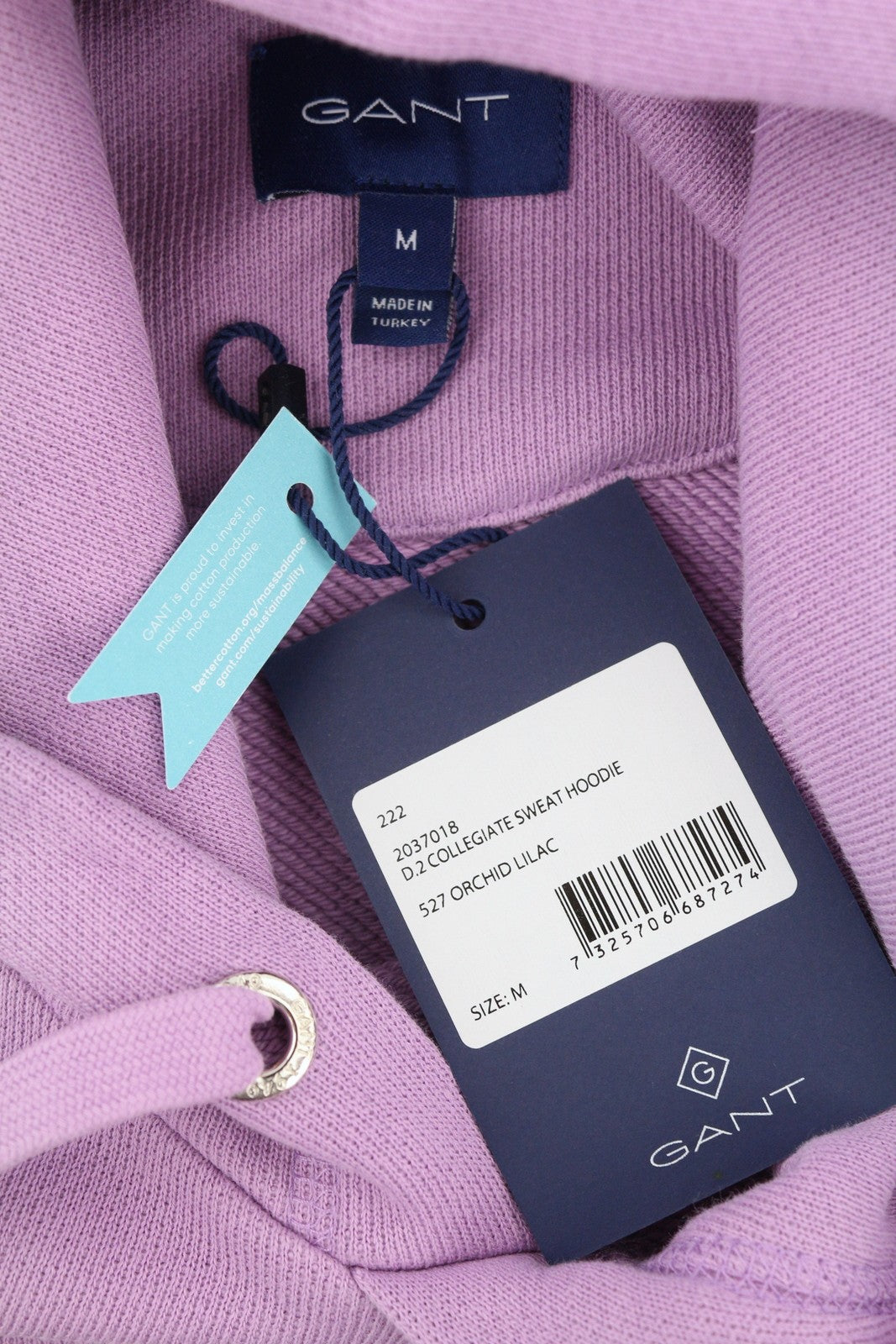 GANT Collegiate Men Hoodie M Orchid Lilac Relaxed Kangaroo Pocket Pull On