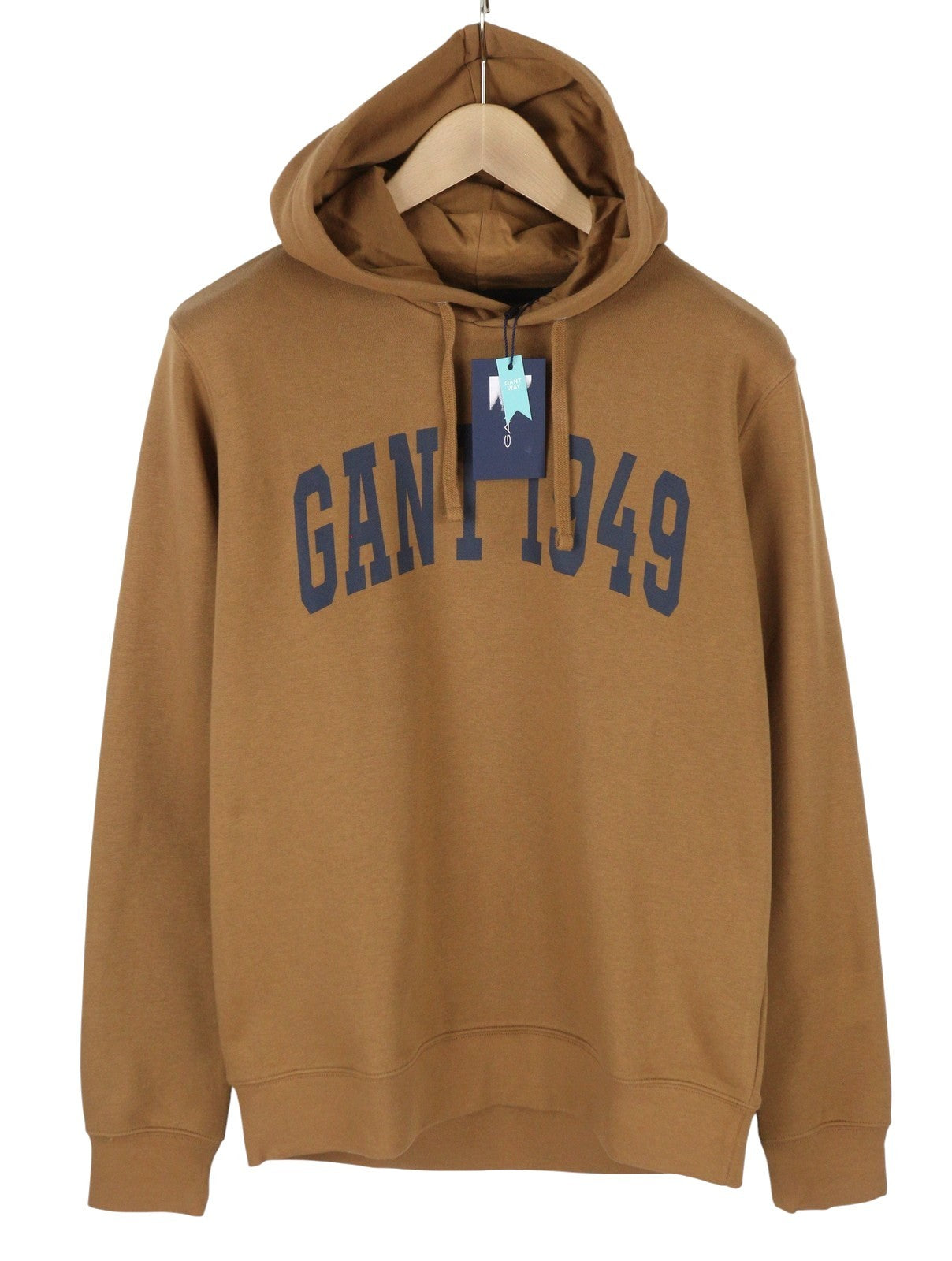 GANT Fall Sweat Men Hoodie L Roasted Walnut Front Logo Hooded Pull On