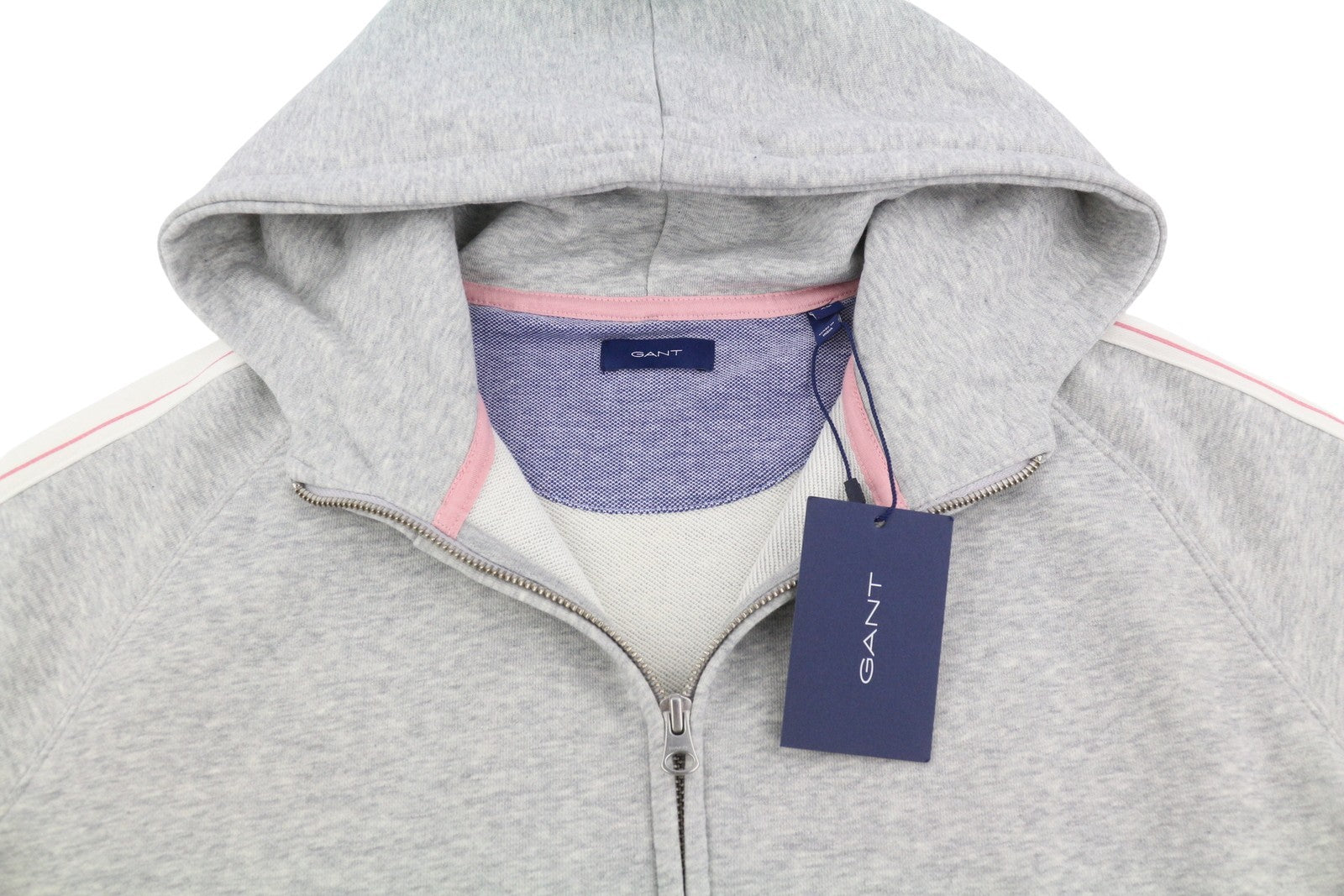GANT Archive Sweat Zip Hood Women Hoodie XL Light Grey Melange Zip Logo