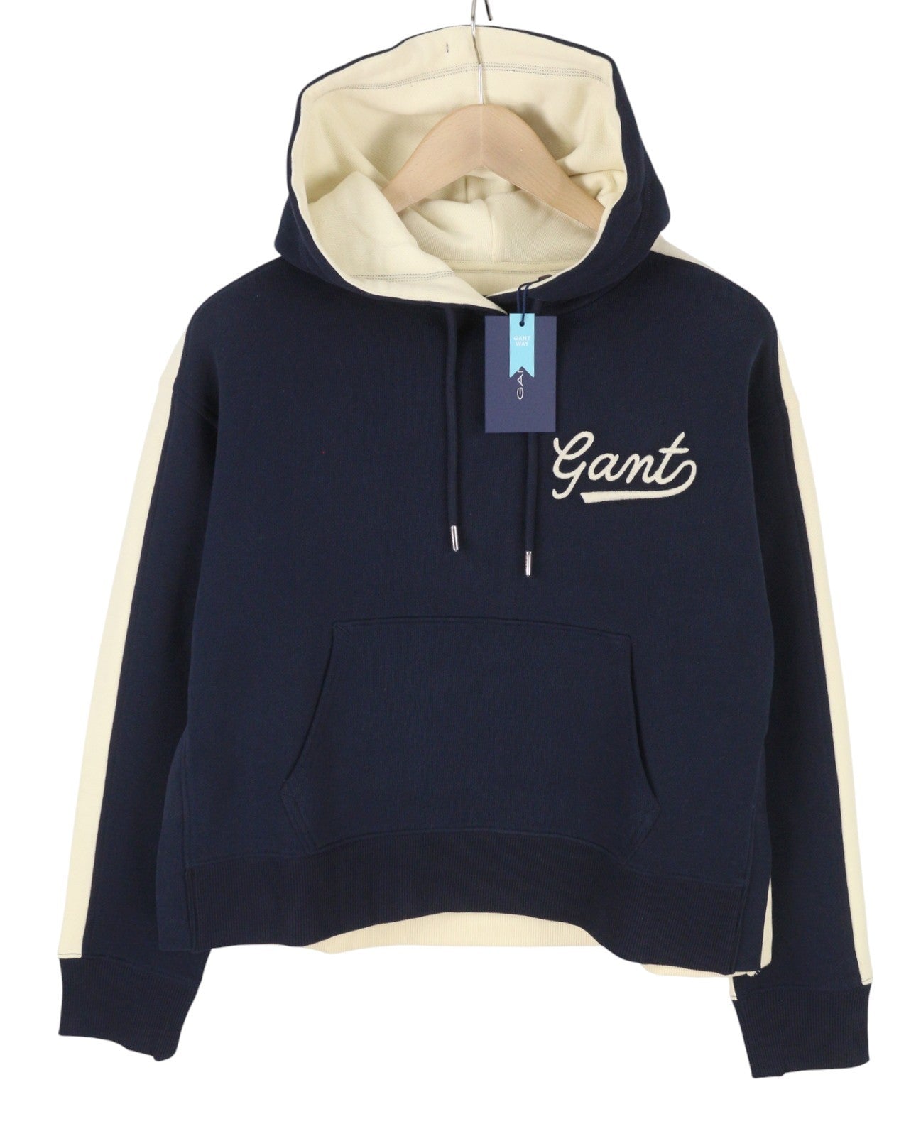 GANT Color Block Women Hoodie S Evening Blue Oversized Hooded Pull On