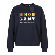 GANT Flags C-Neck Women Sweatshirt XL Evening Blue Logo Pull On