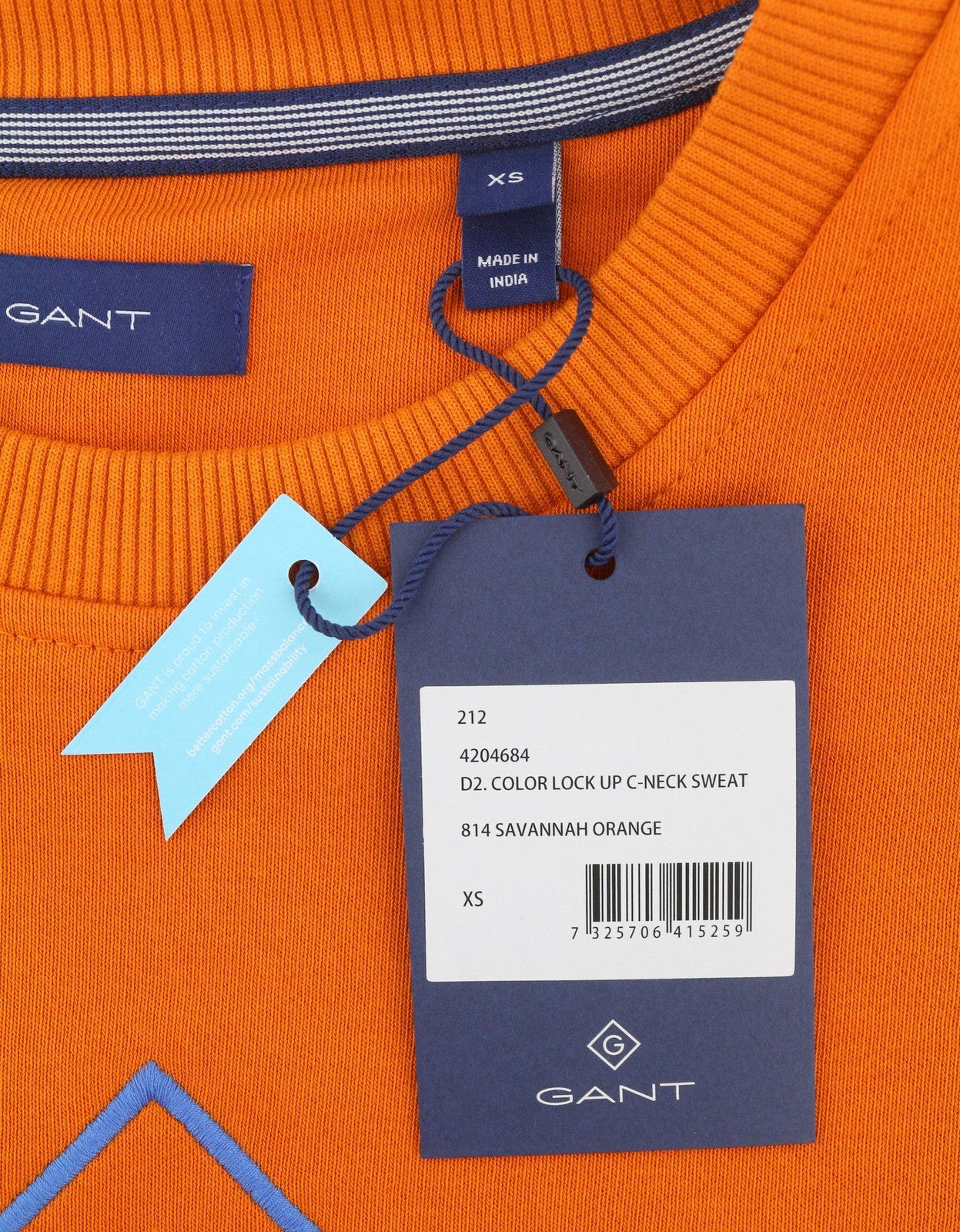 GANT Color Lock Up C-Neck Women Sweatshirt XS Savannah Orange Oversized