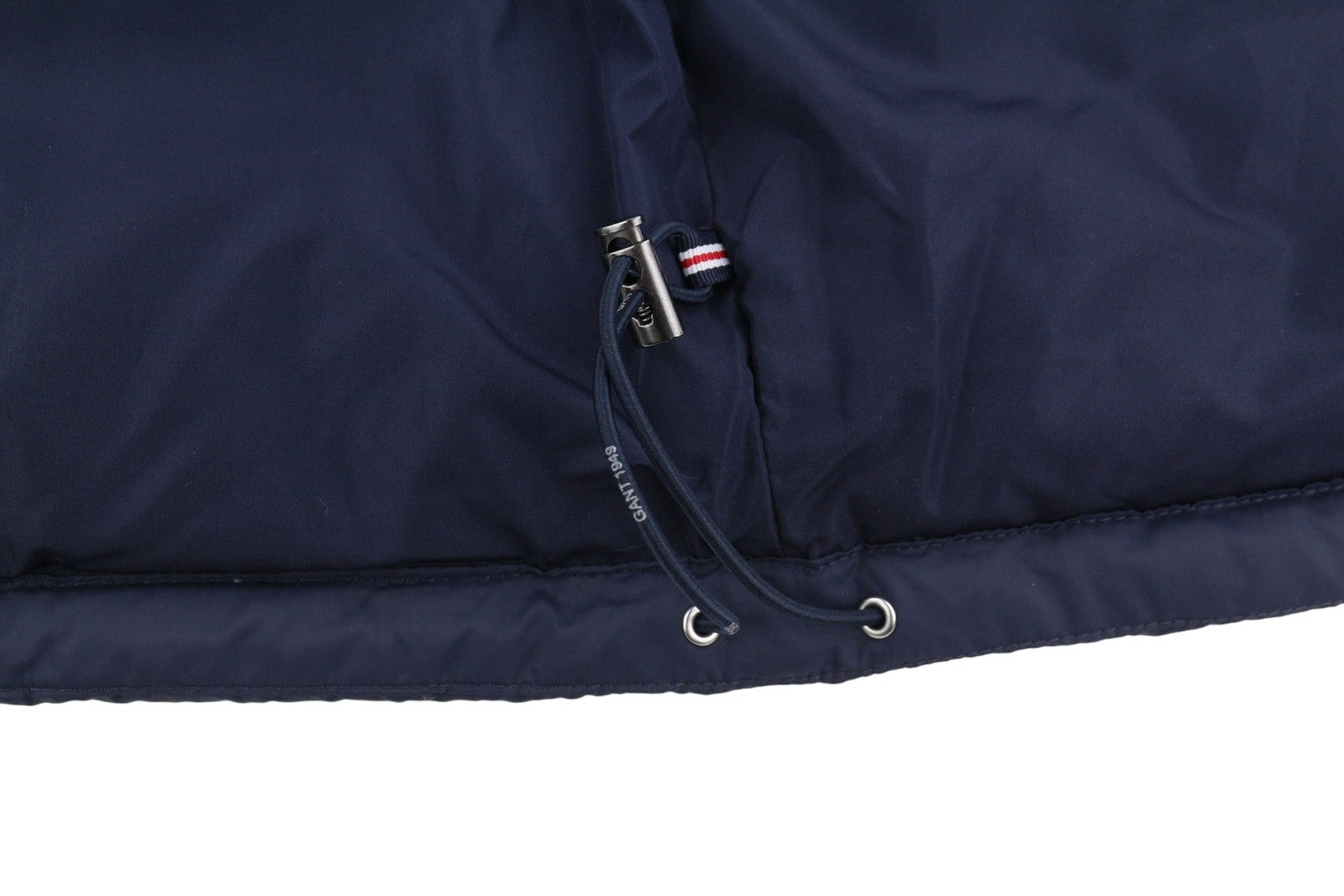 GANT Long Down Women Jacket L Evening Blue Quilted Hooded Mid Coat