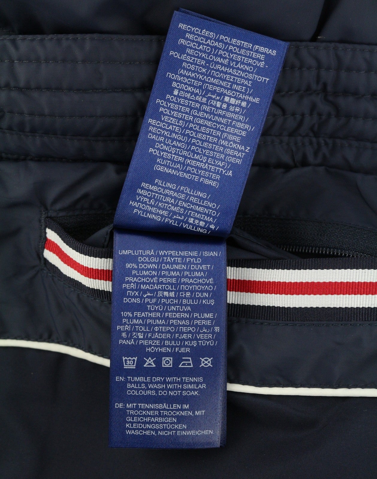 GANT Long Down Women Jacket XS Evening Blue Quilted Hooded Mid Coat