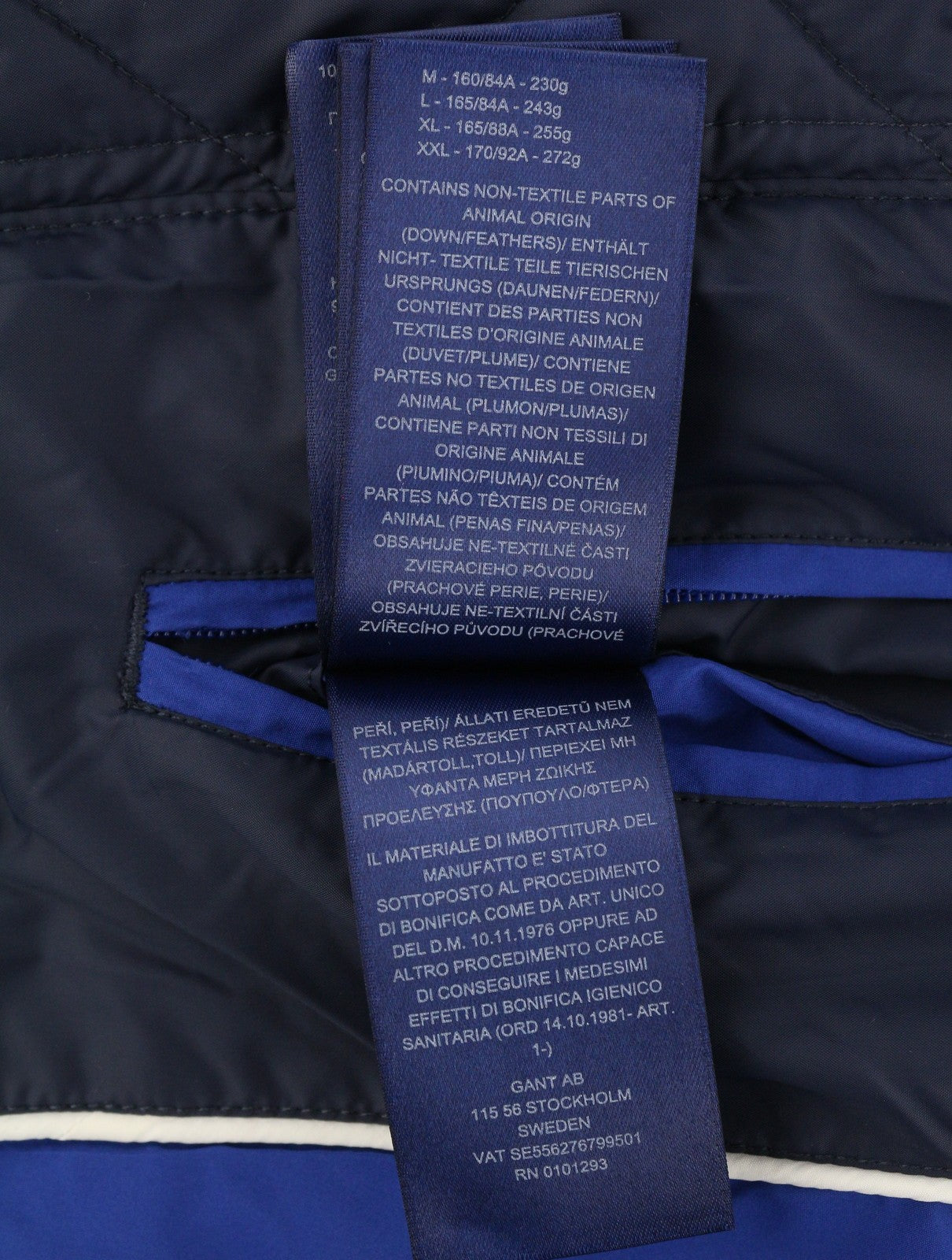 GANT Classic Down Long Women Jacket M Evening Blue Quilted Hood Coat