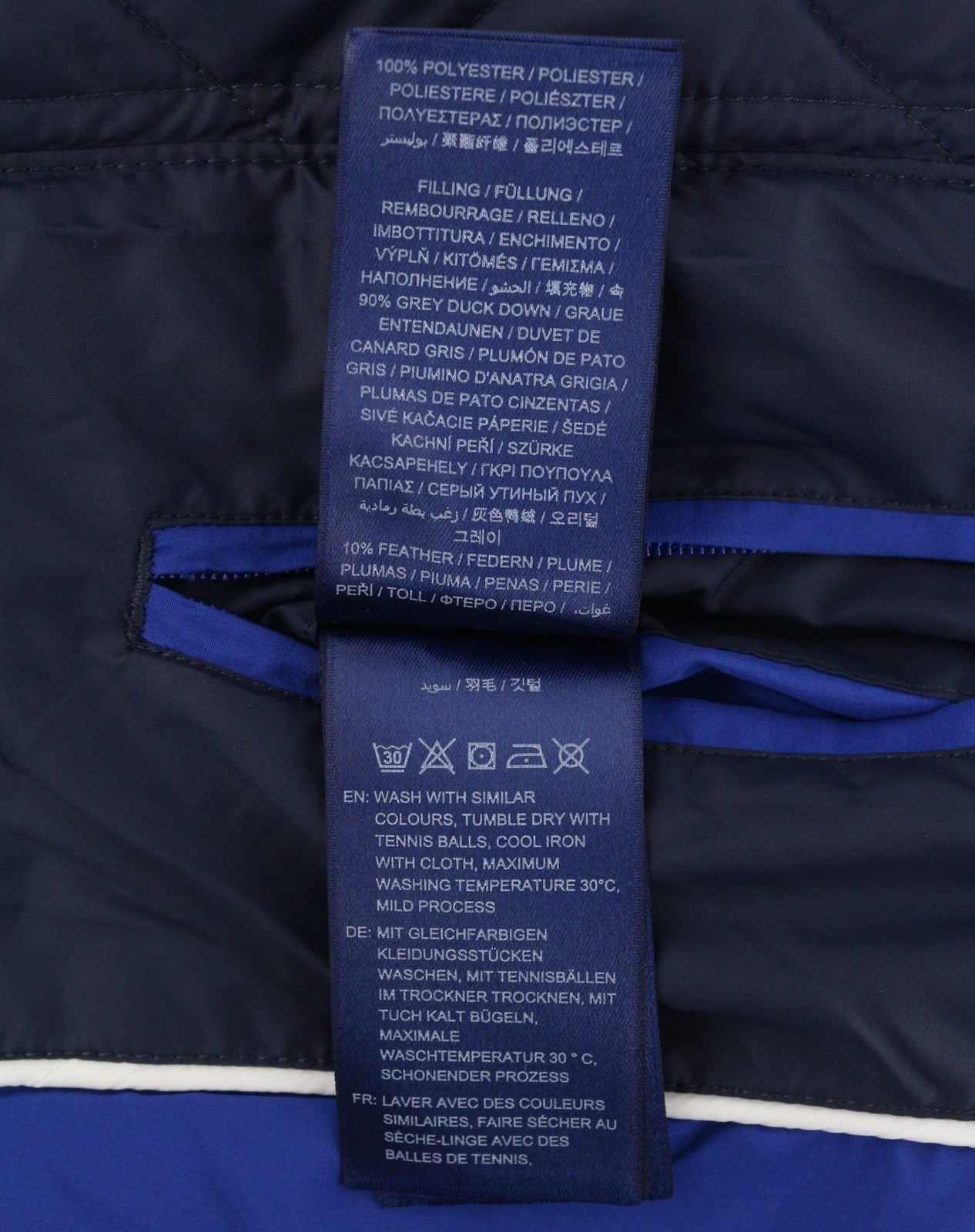 GANT Classic Down Long Women Jacket M Evening Blue Quilted Hood Coat