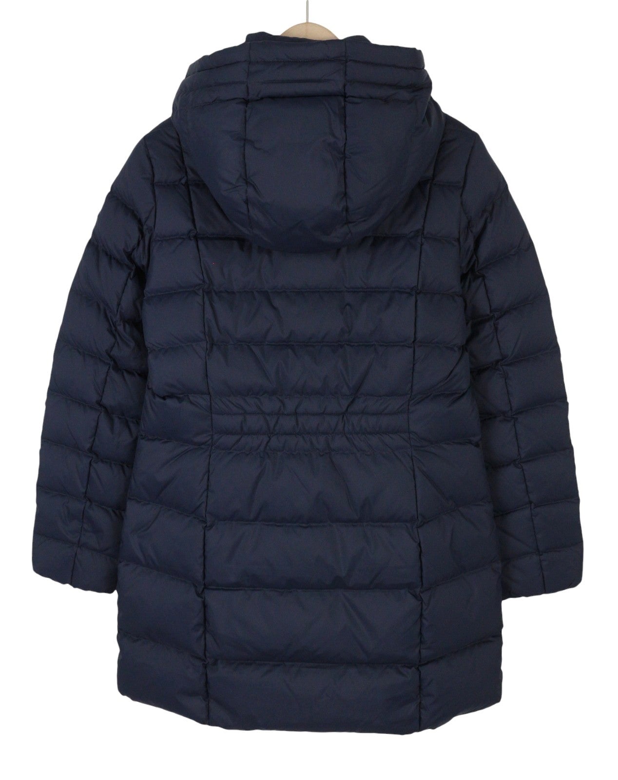 GANT Classic Down Long Women Jacket M Evening Blue Quilted Hood Coat