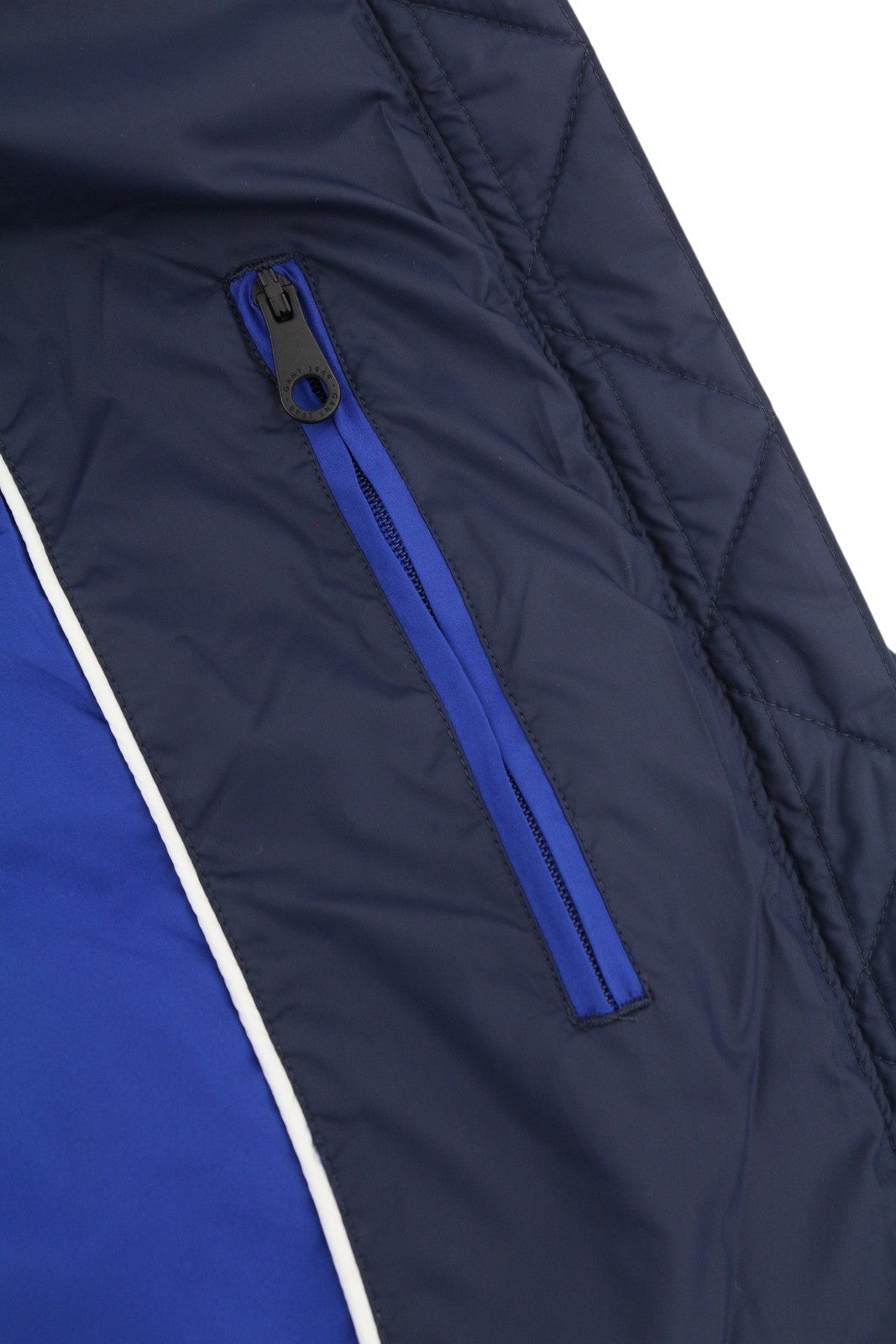 GANT Classic Down Long Women Jacket M Evening Blue Quilted Hood Coat