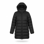 GANT Classic Down Long Women Jacket M Black Quilted Hood Coat