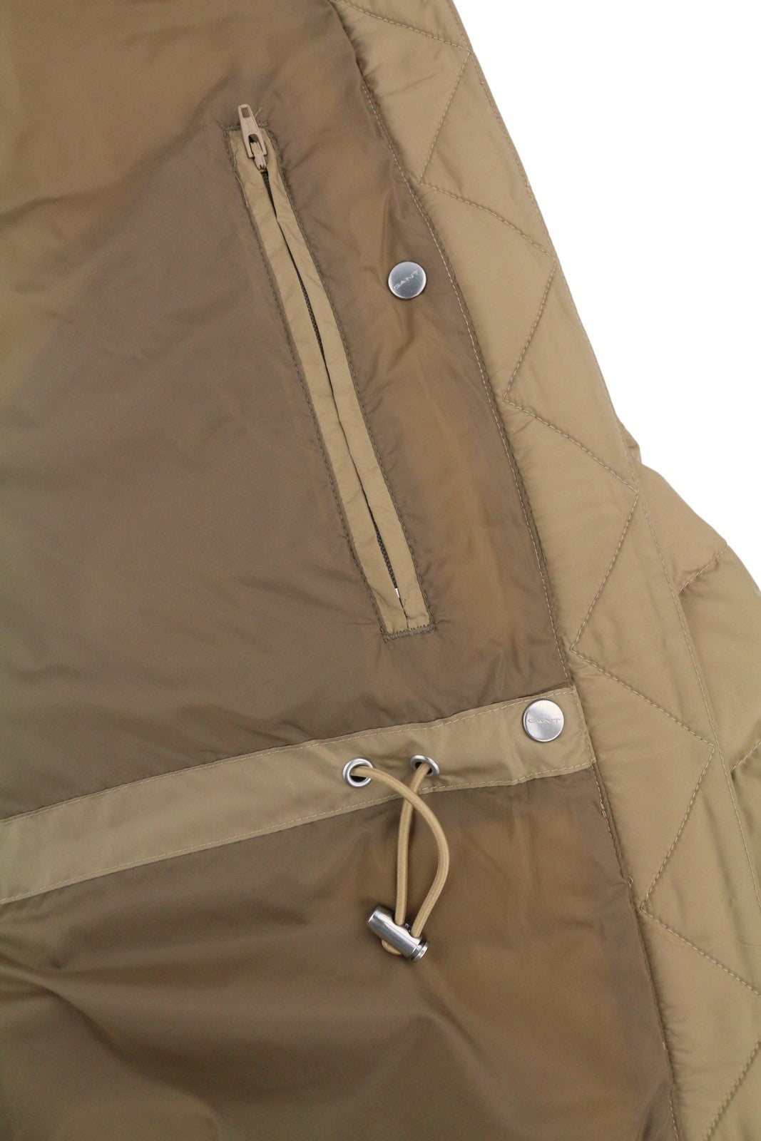 GANT Light Down Women Jacket M Warm Khaki Quilted High Neck Coat