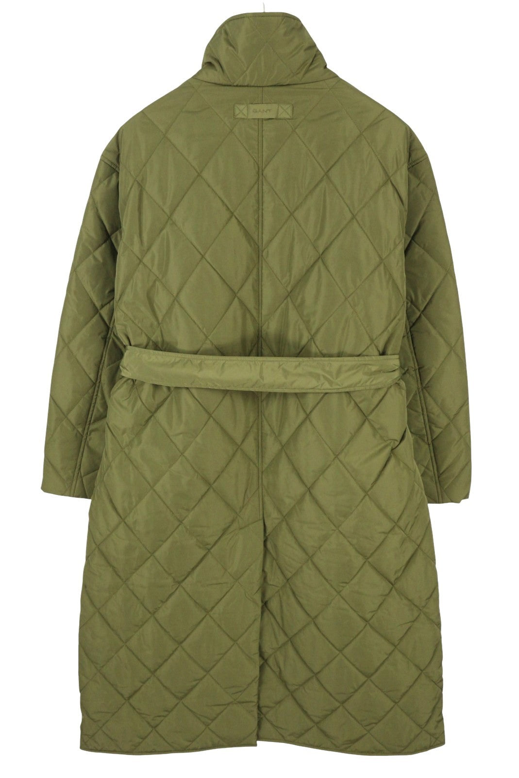 GANT Quilted Women Jacket L Hunter Green Belted Padded Mid Coat