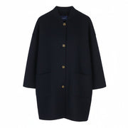 GANT Handstitched Varsity Women Coat XL Evening Blue Wool Cashmere Coat