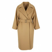 GANT Wool Blend Belted Women Coat 2XL Warm Khaki Notch Lapel Coat