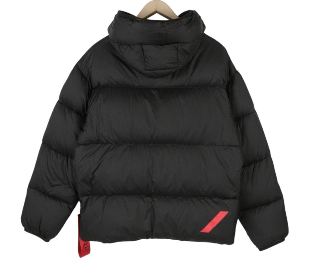AFTER LABEL Quebec Men Jacket L Black Down Quilted Hooded Puffer RRP500