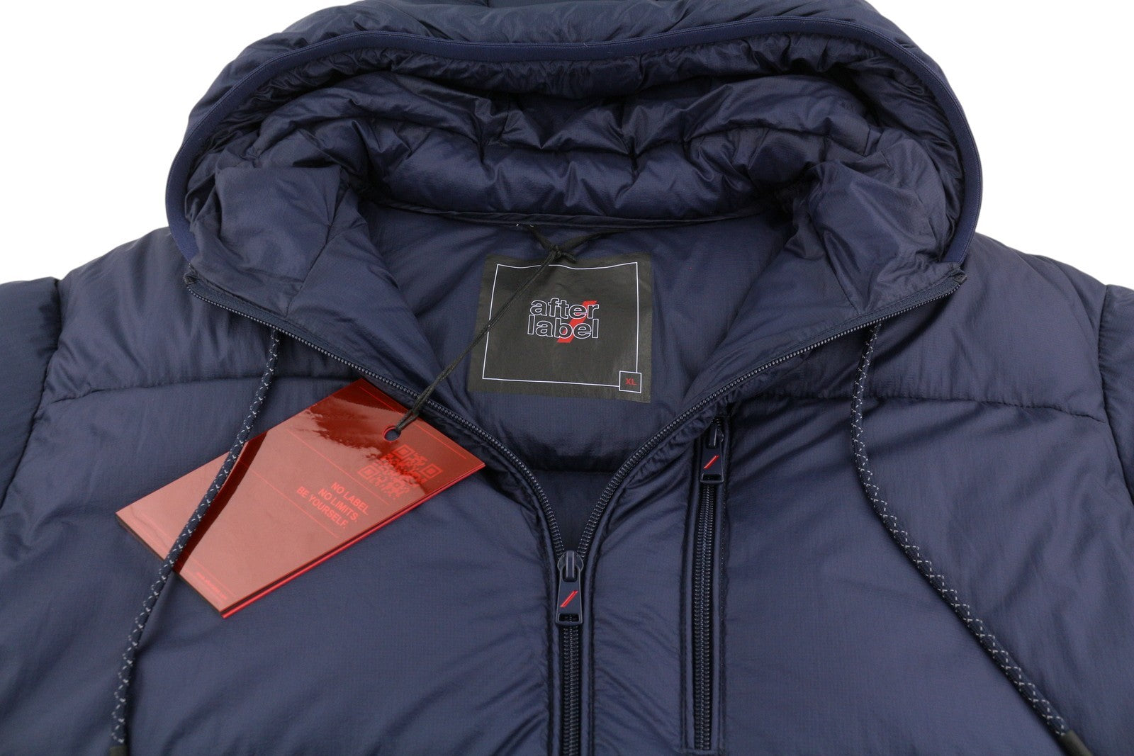 AFTER LABEL Quebec Men Jacket XL Blue Down Quilted Hooded Puffer RRP500