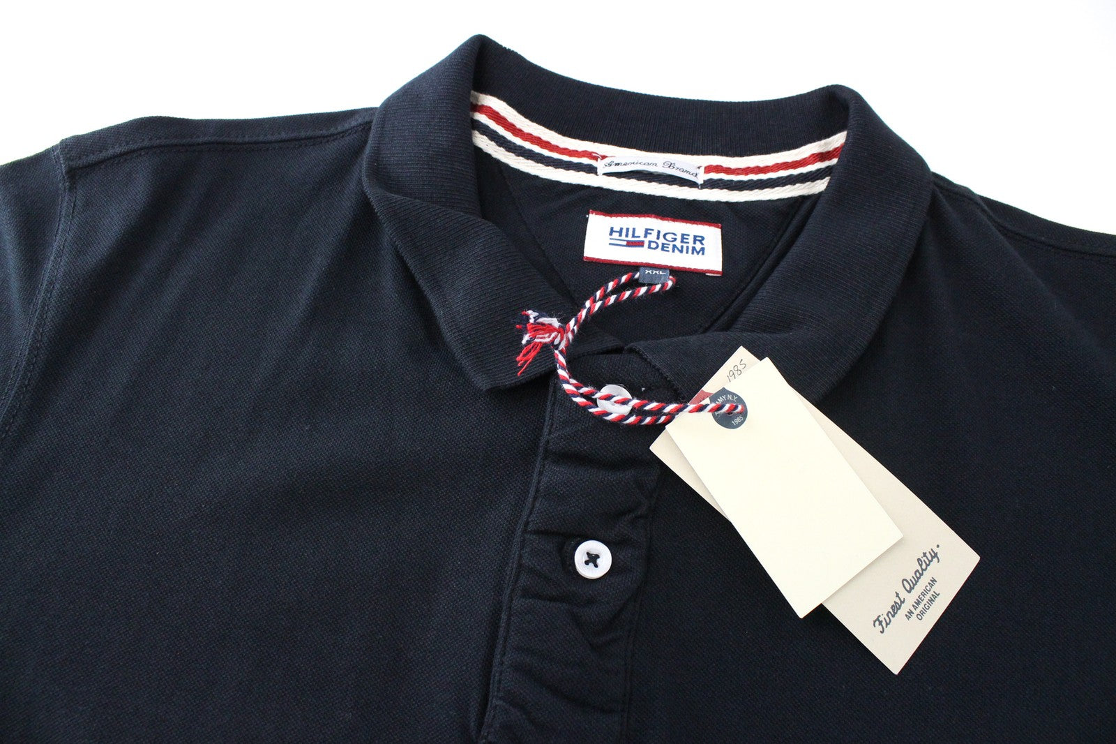 Tommy Jeans Men T-Shirt 2XL Polo Style Black Collared Logo Embroidered