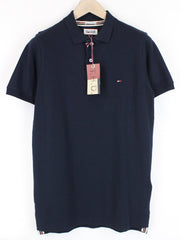 Tommy Jeans Men T-Shirt S Navy Collared Logo Embroidered Polo Style