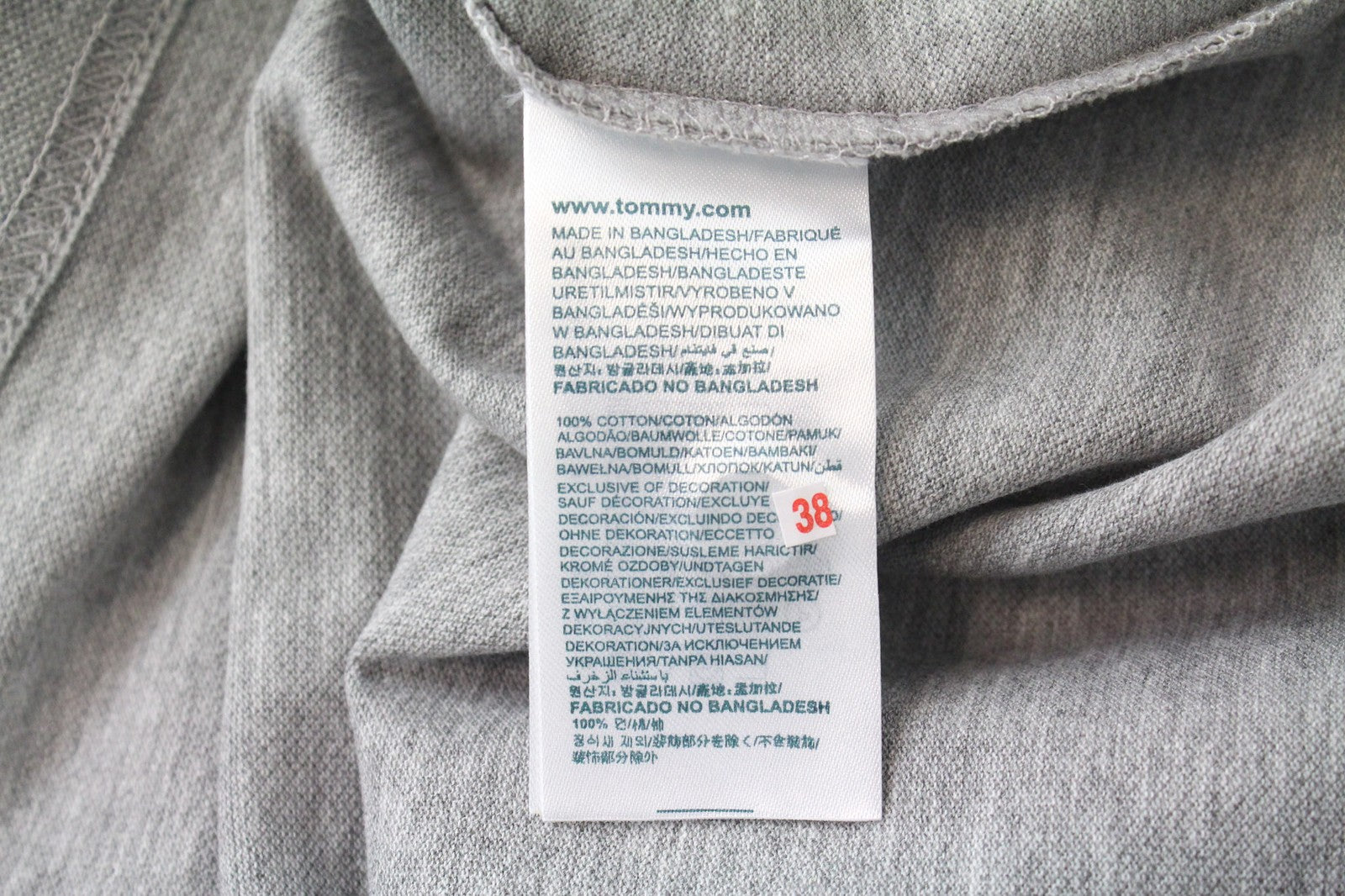 Tommy Jeans Men T-Shirt L Jersey Grey Polo Pure Cotton Logo Classic